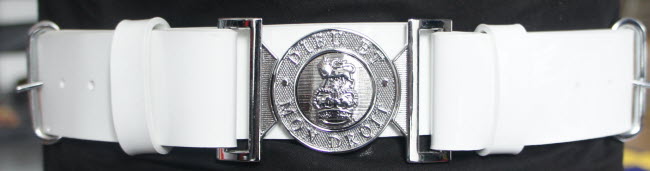 White PVC parade belt | Chrome | Service buckle