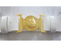 White PVC parade belt with gold service buckle